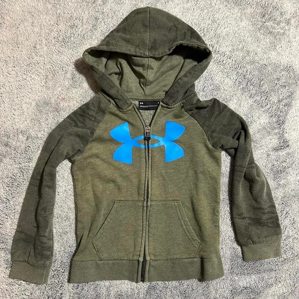 Under Armour green zip up hoodie Size kids S